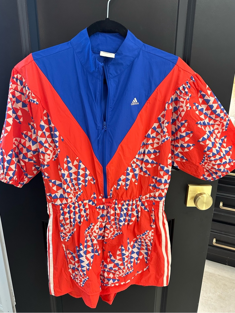 adidas Orange and Blue Geometric Athletic Romper - Picture 2 of 6